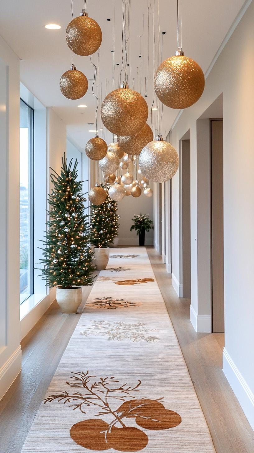 1. Suspended ornament balls forming a ceiling constellation