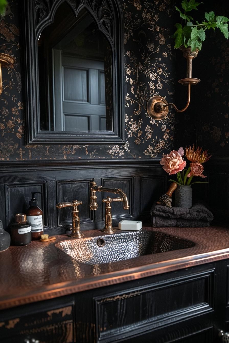 12. Gothic Revival Vanity for Dramatic Style