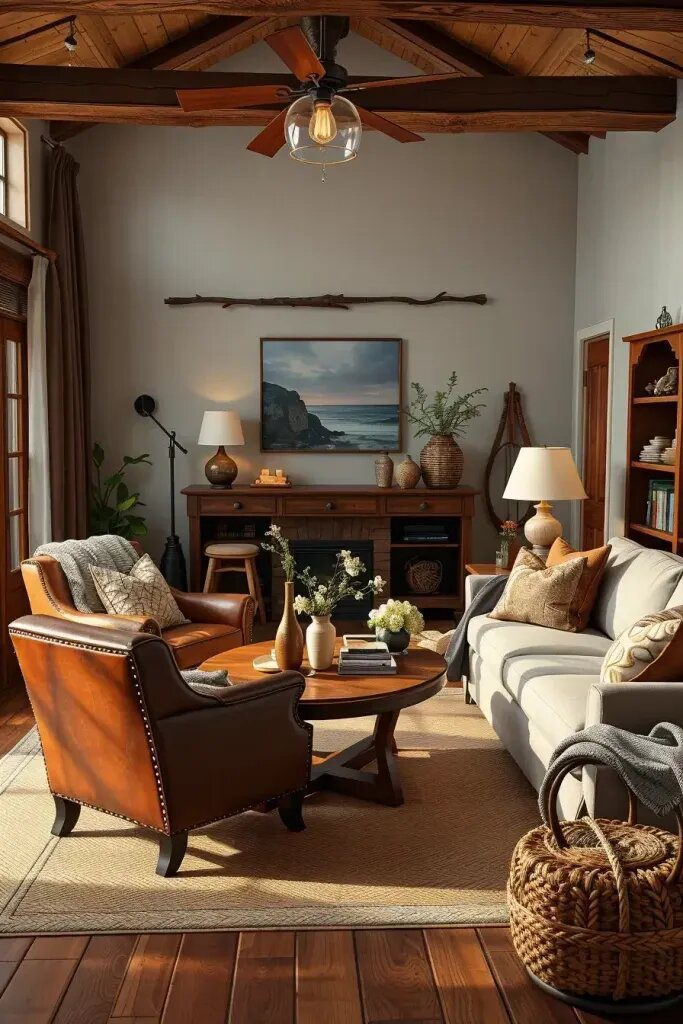 Cozy Seating Experience: Leather and Linen Mix - photo 2