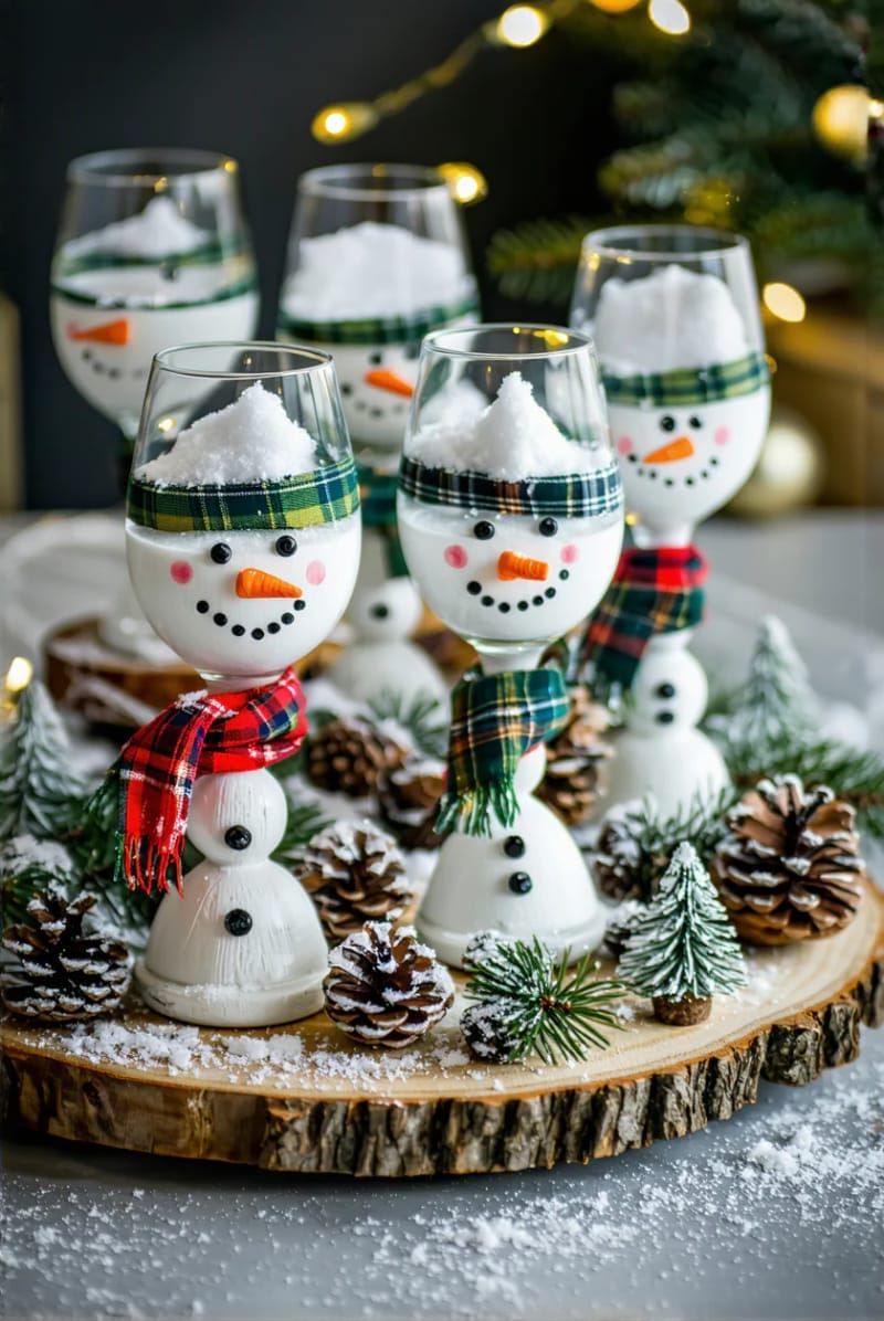 27. Painted Wine Glass Snowmen with Mini Scarves - photo 2