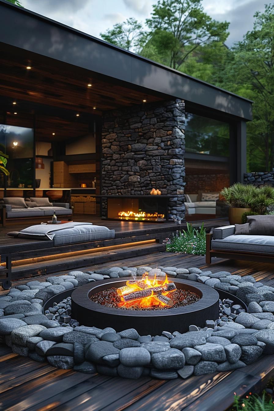 9. Oversized Fire Pit With Built-In Grill