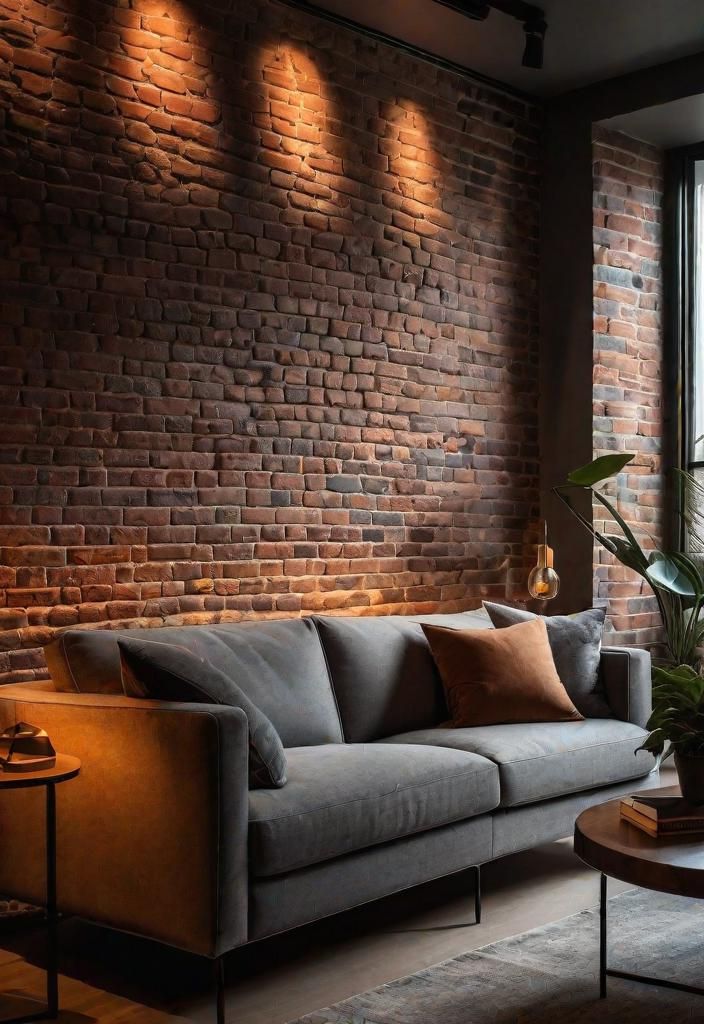 3. Brick Accent Wall with LED Backlighting