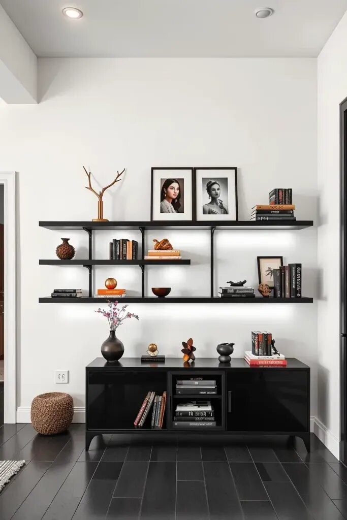 Floating Shelves That Add Character to a Lobby - photo 2