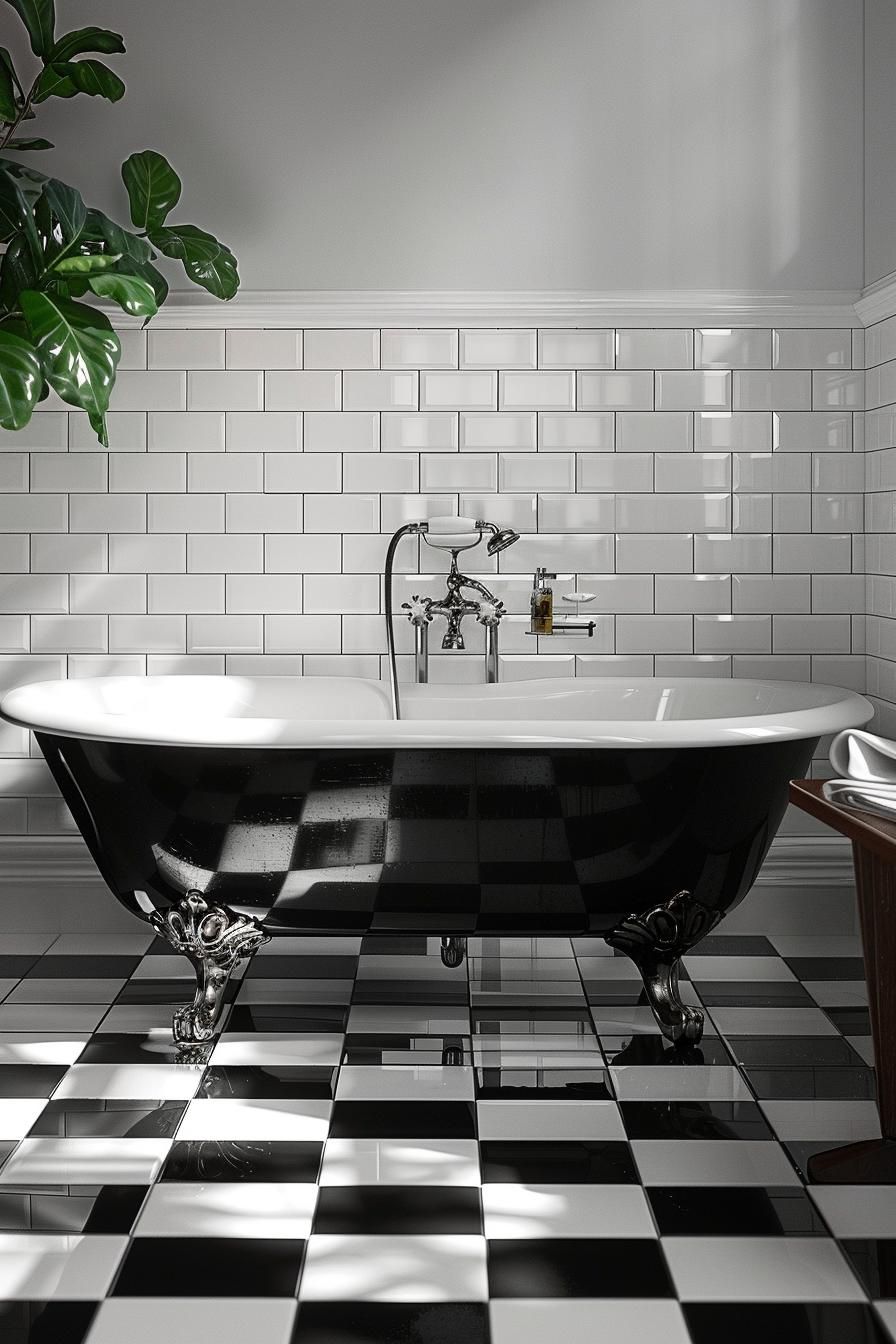 3. Black and White Checkered Tiles