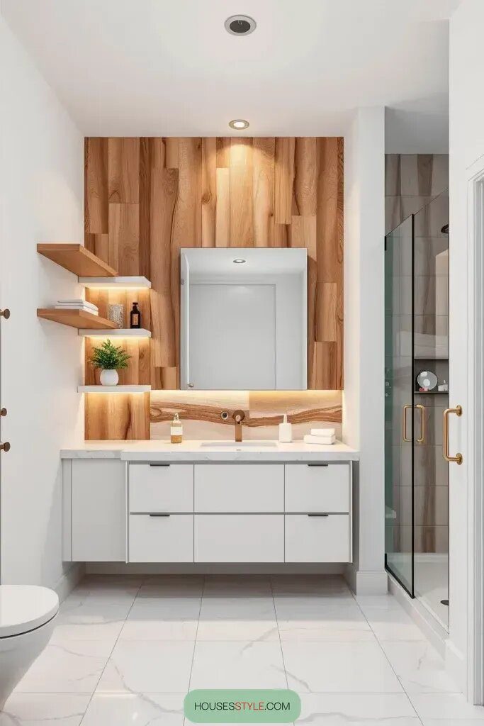 Cozy Faux Timber Tiles for Bathroom Walls - photo 2