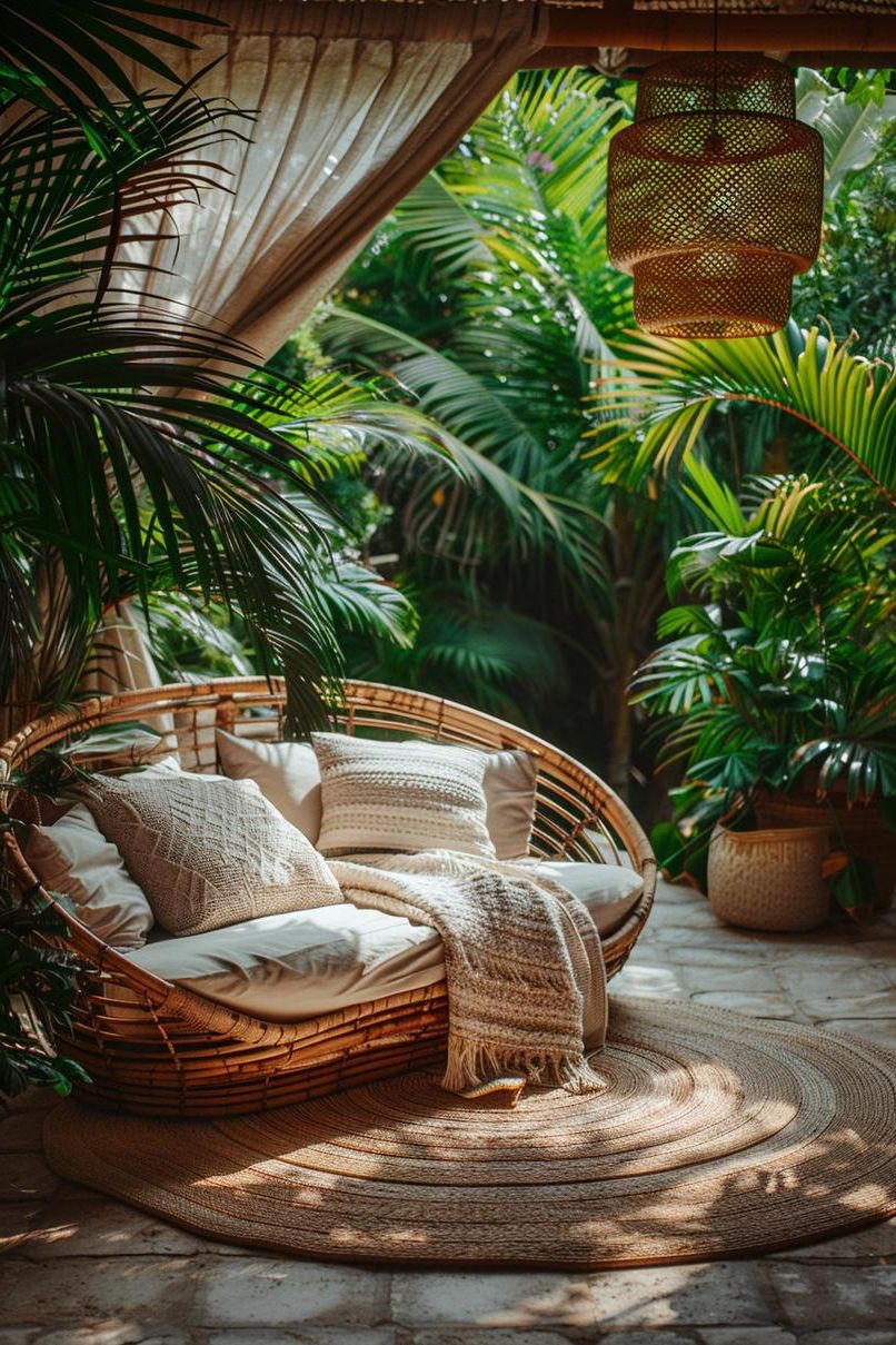 12. Boho-Style Rattan Daybed Setups