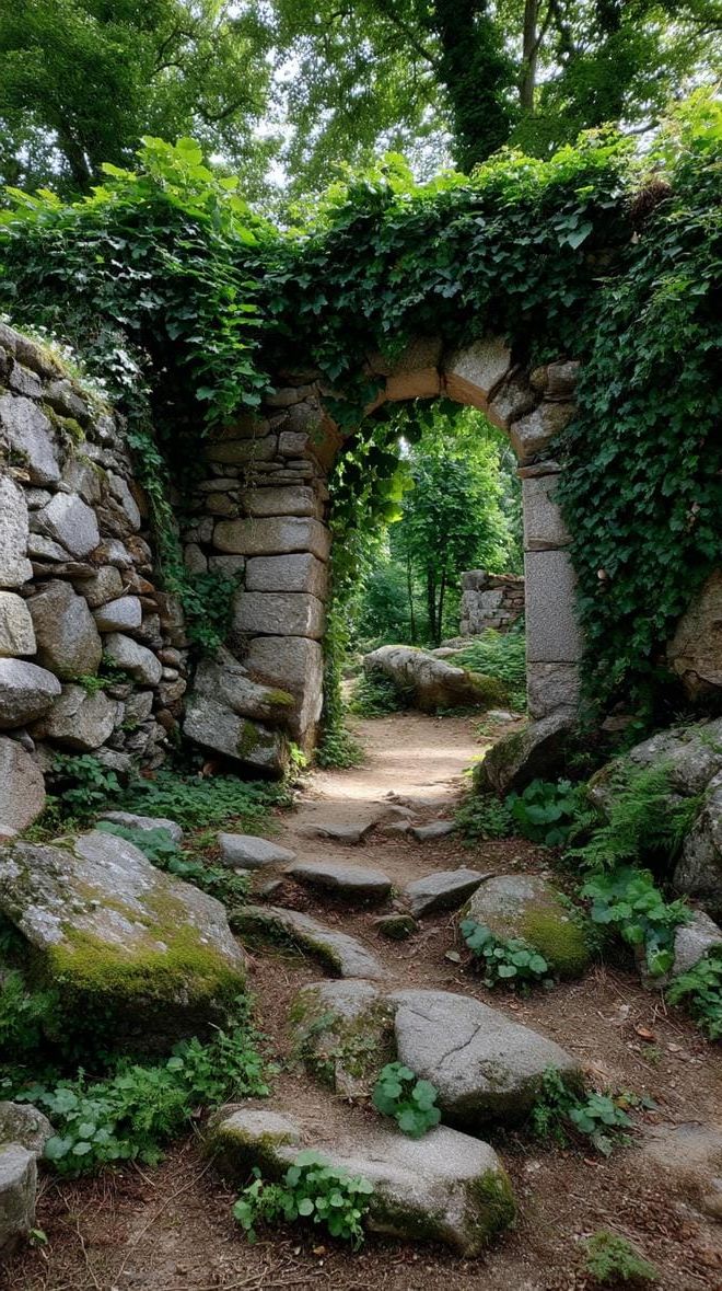 1. Ivy-covered stone archway for a garden entrance - photo 2