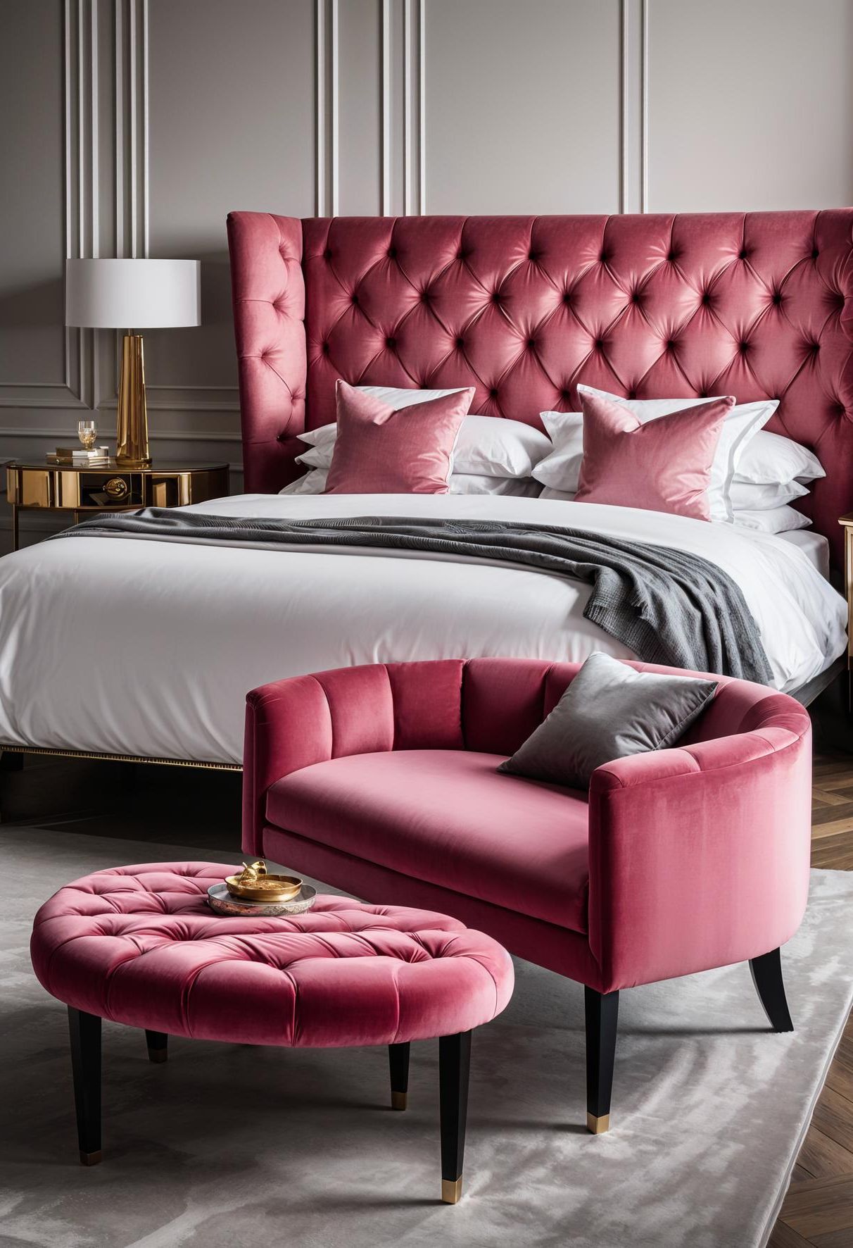 14. Pink Tufted Bench for Vintage Glamour