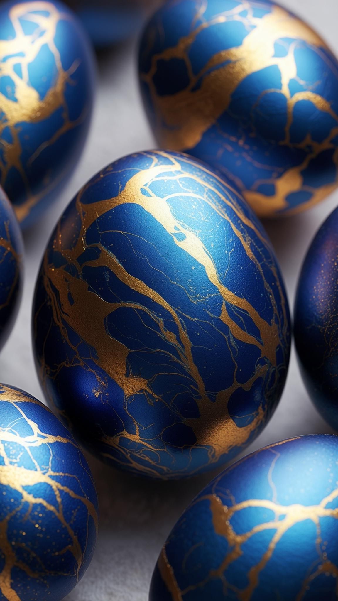 18. Metallic Blue And Gold Marbled Eggs
