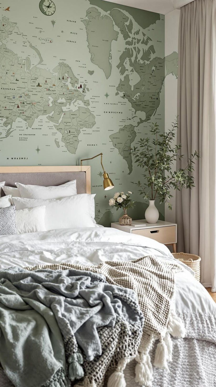 17. Bohemian World Map Wallpaper Ideas