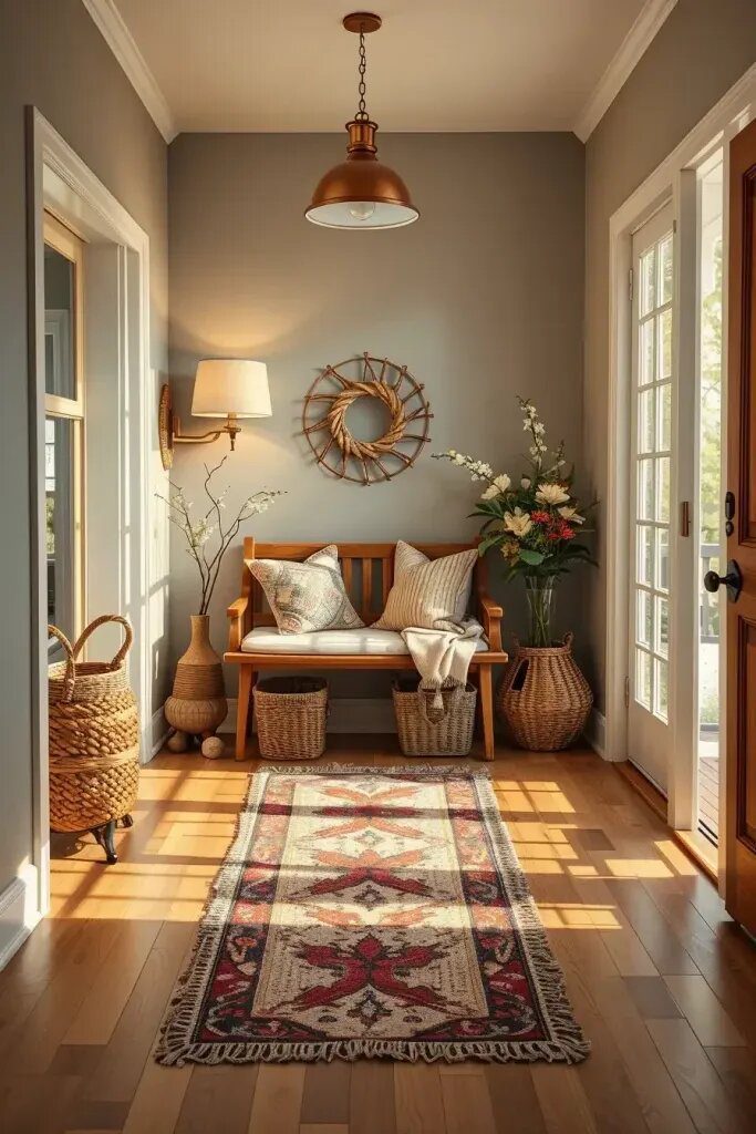Warm Tones and Textures for a Cozy Entryway