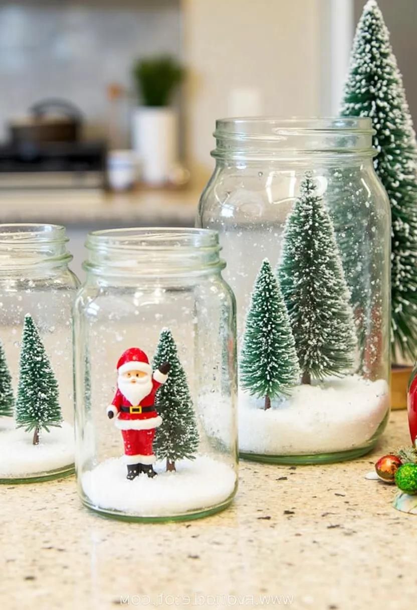 1. Festive Mason Jar Snow Globes