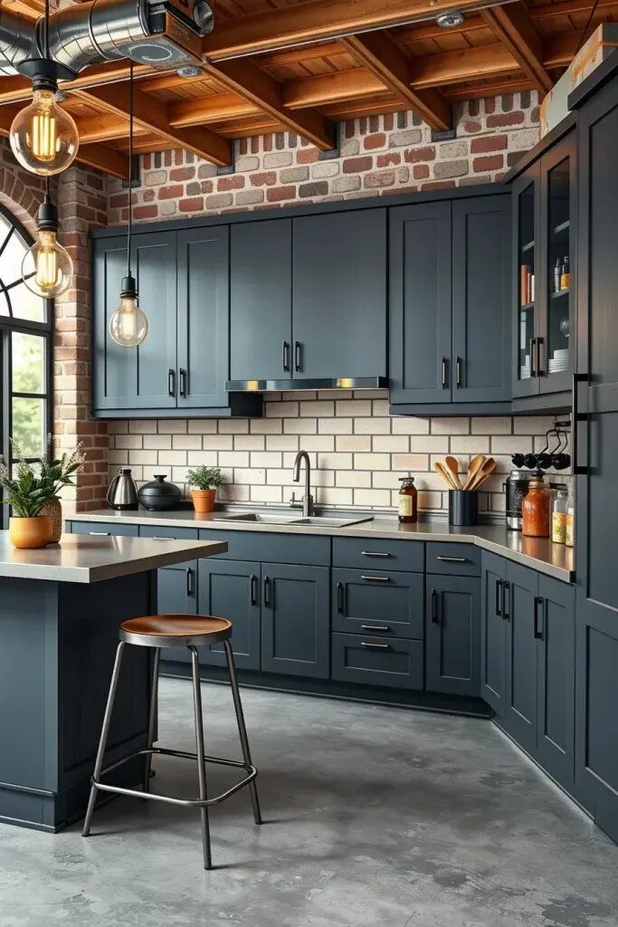 Industrial Style with Charcoal Gray Cabinets
