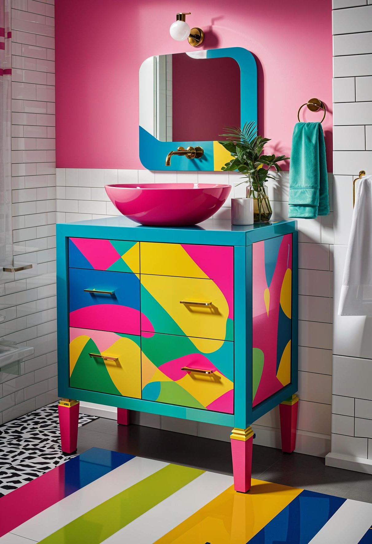15. Bold Neon Pop Art Vanity Look - photo 3