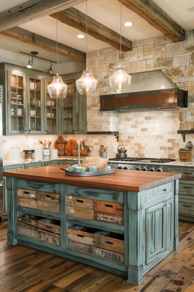 11. Rustic and Contemporary Blended Kitchens