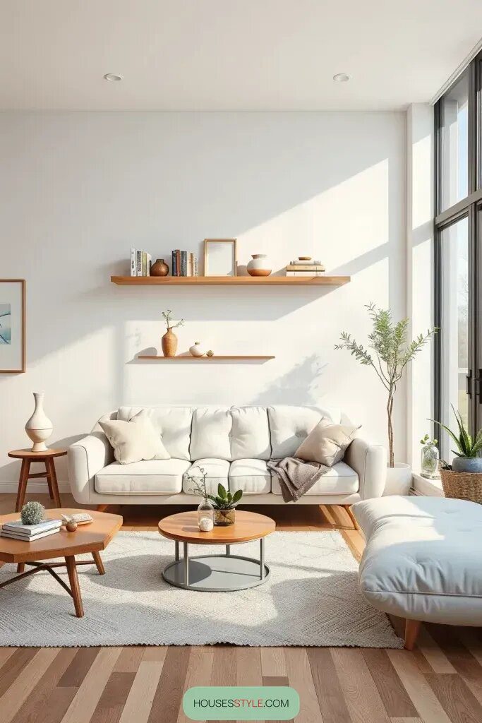 Add Stylish Floating Shelves Above the Sofa
