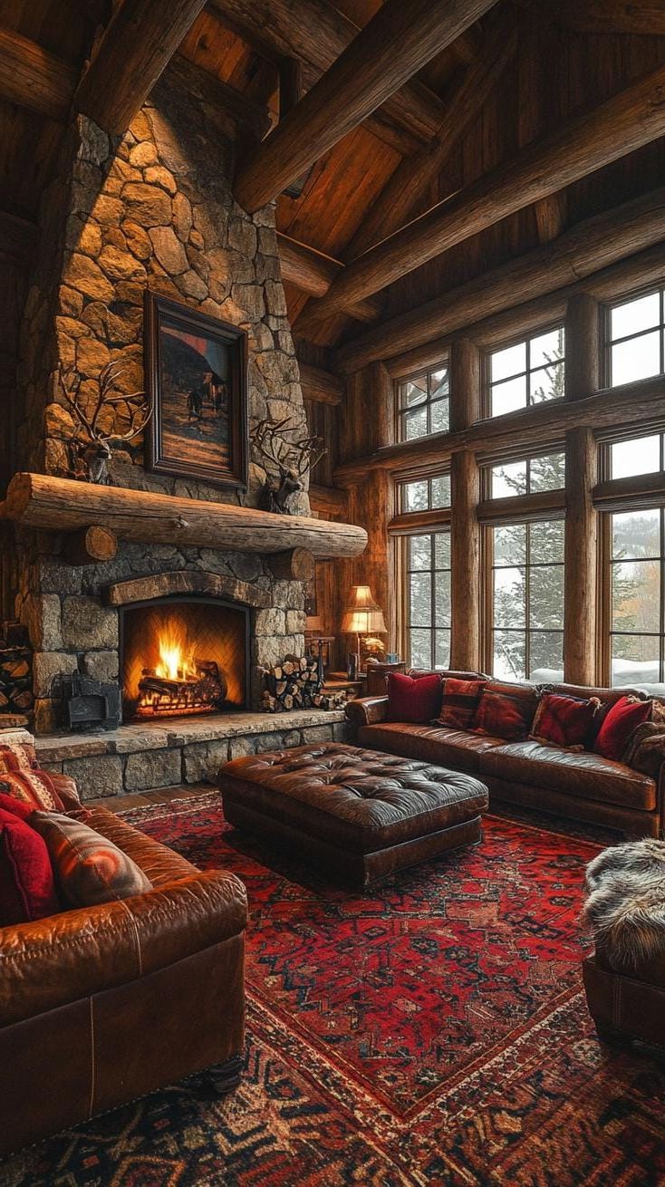 7. Stone Fireplace With Leather Seating - photo 3