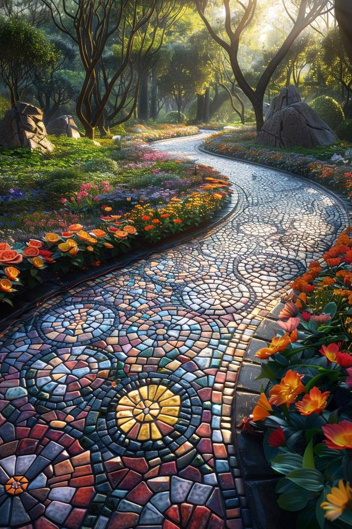 16. Mosaic Pathway Designs for Gravel Patios - photo 2