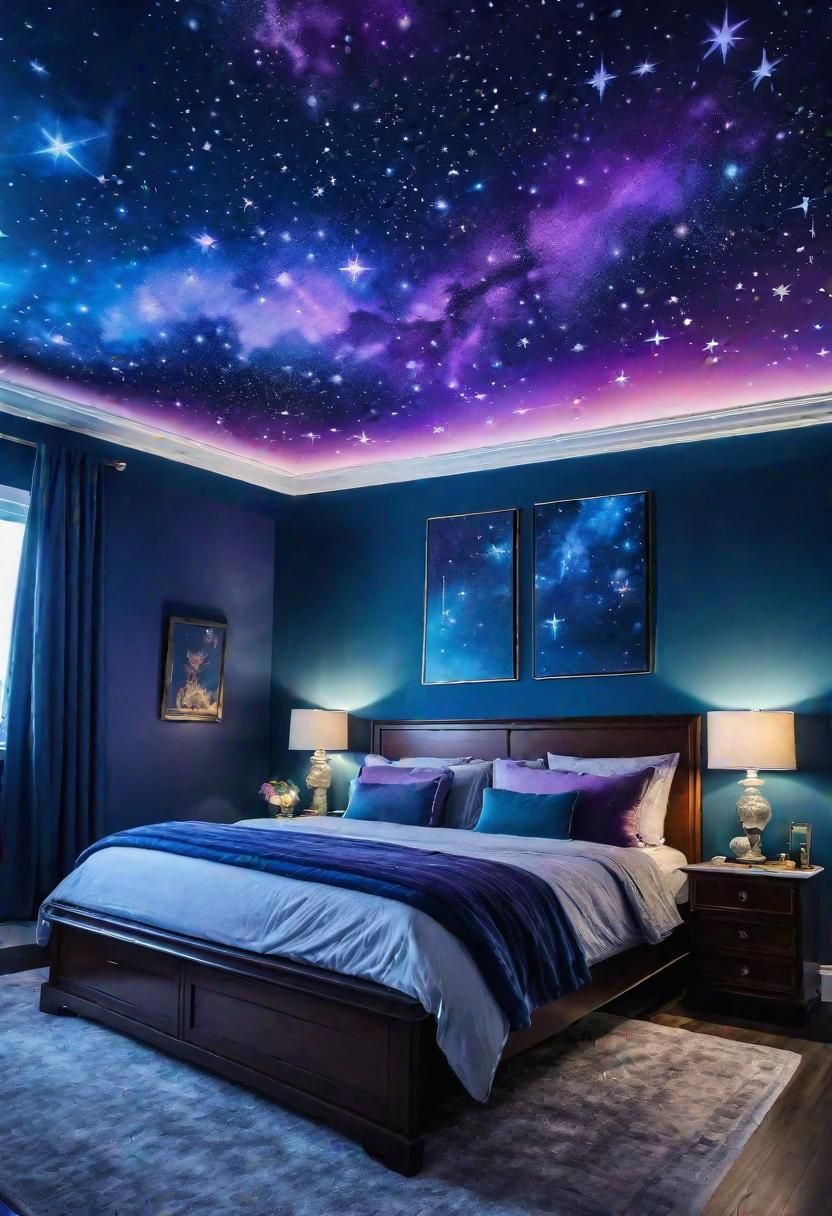 3. Celestial Ceiling Mural Bedroom Ideas