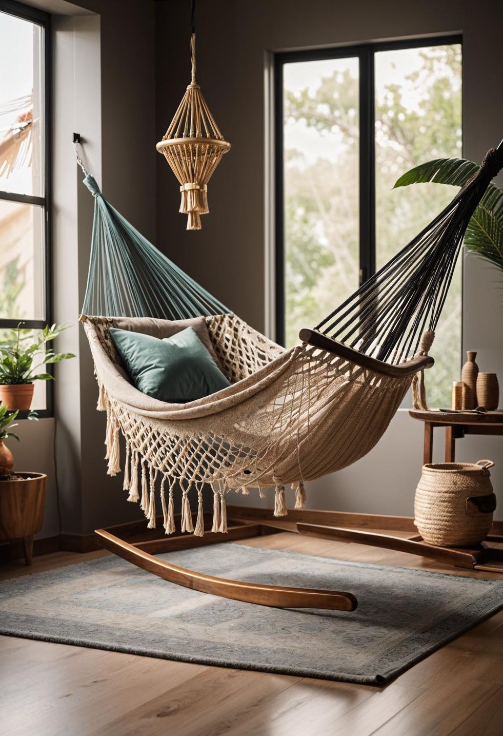 40. Hammock Nook for a Boho Retreat