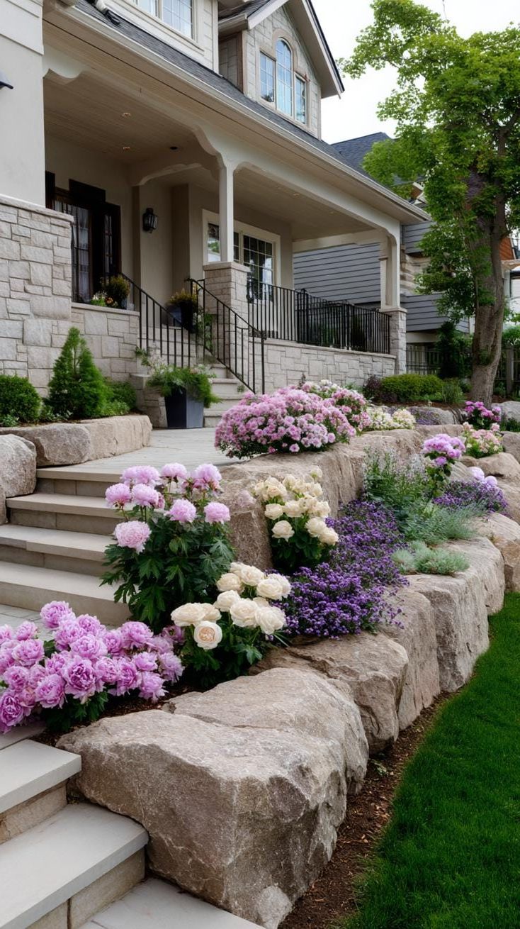 9. Tiered Rock Wall with Pastel Flower Layers - photo 3