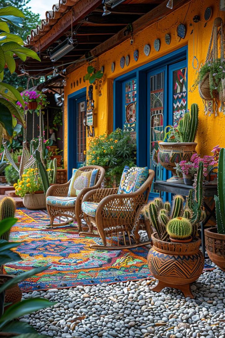 5. Desert Cacti Gravel Patio Look