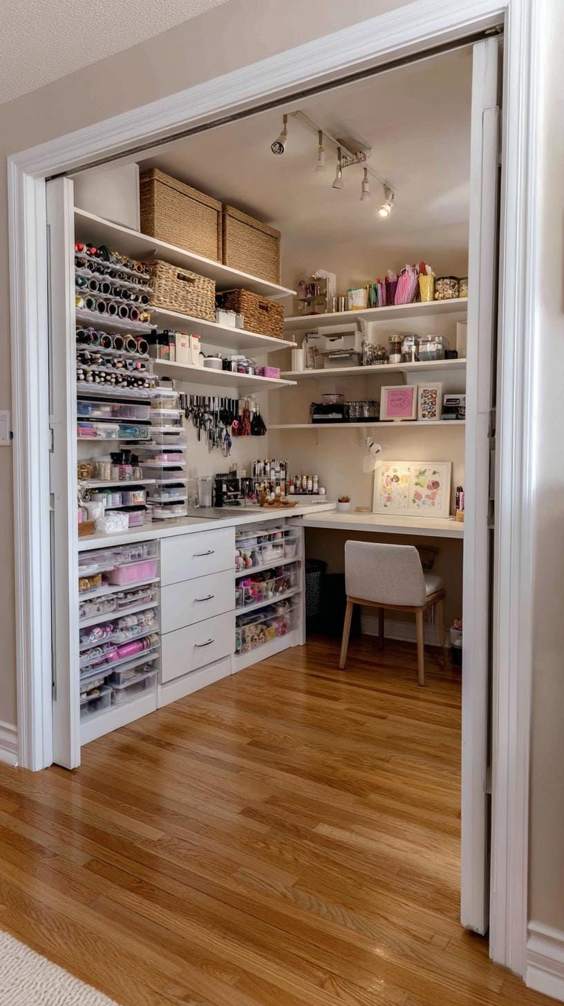 12. Office and Craft Combo With Floating White Shelves - photo 3