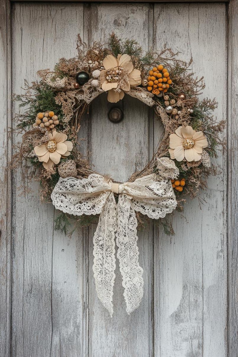 8. Rustic Boho Christmas Wreaths