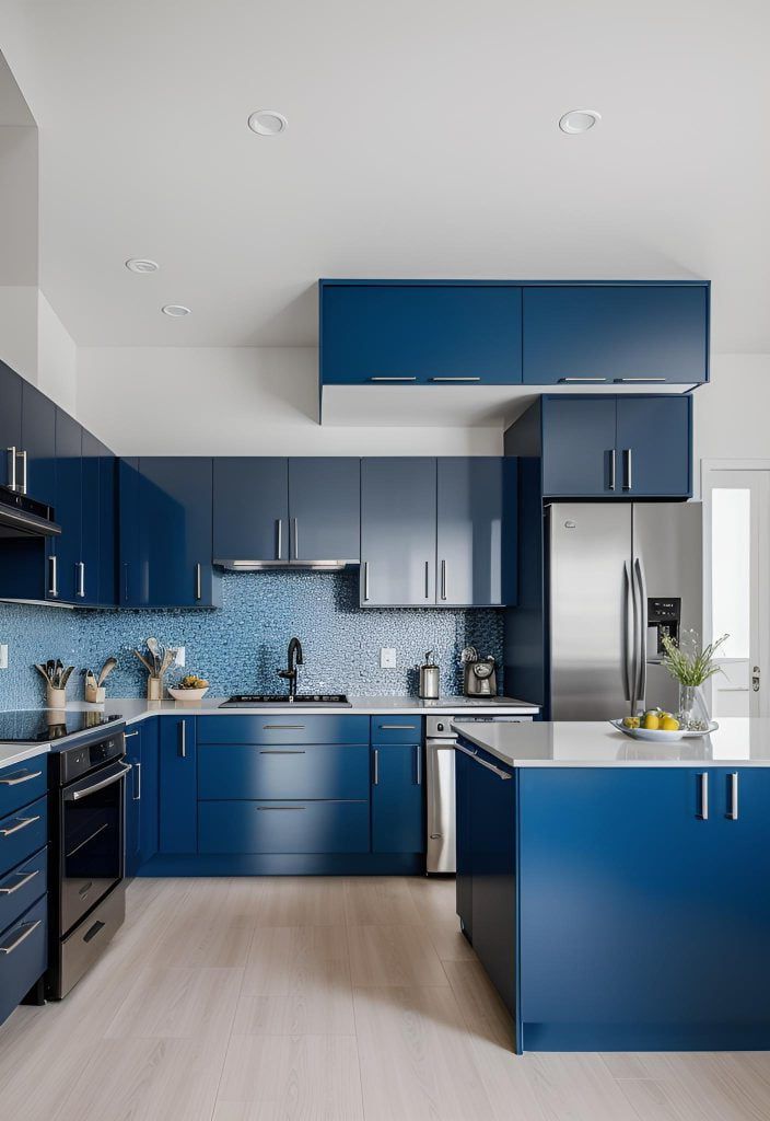 6. Bold Blue Kitchen Cabinets Combos