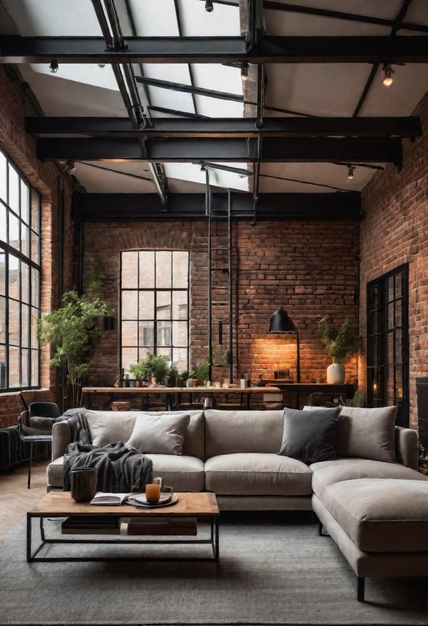 8. Modern Industrial Loft Living Area