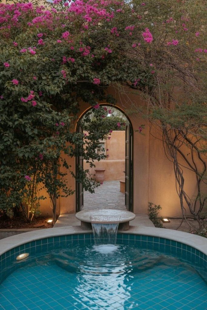 8. Rustic Gate with Bougainvillea Vines