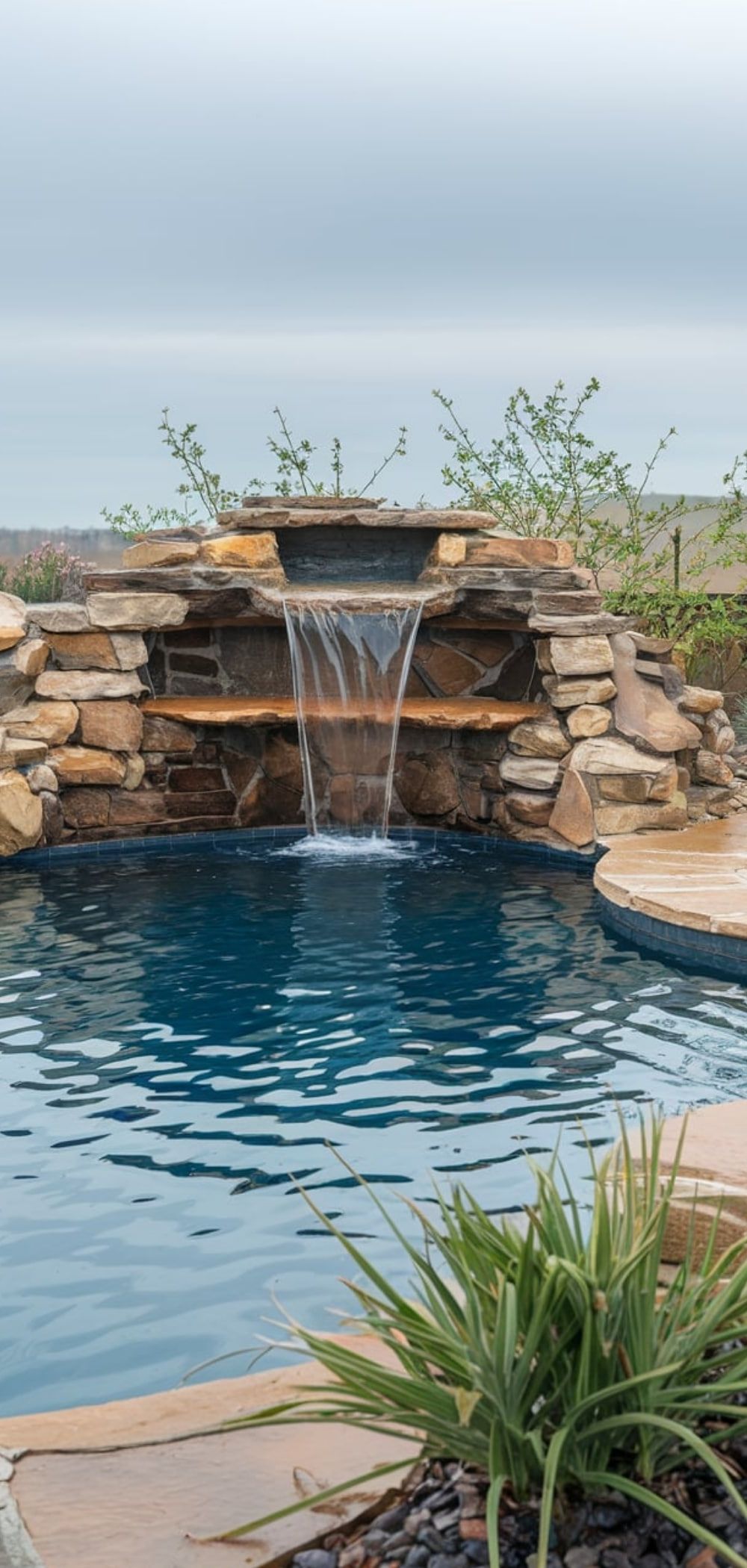 12. Waterfall Features for Backyard Pools