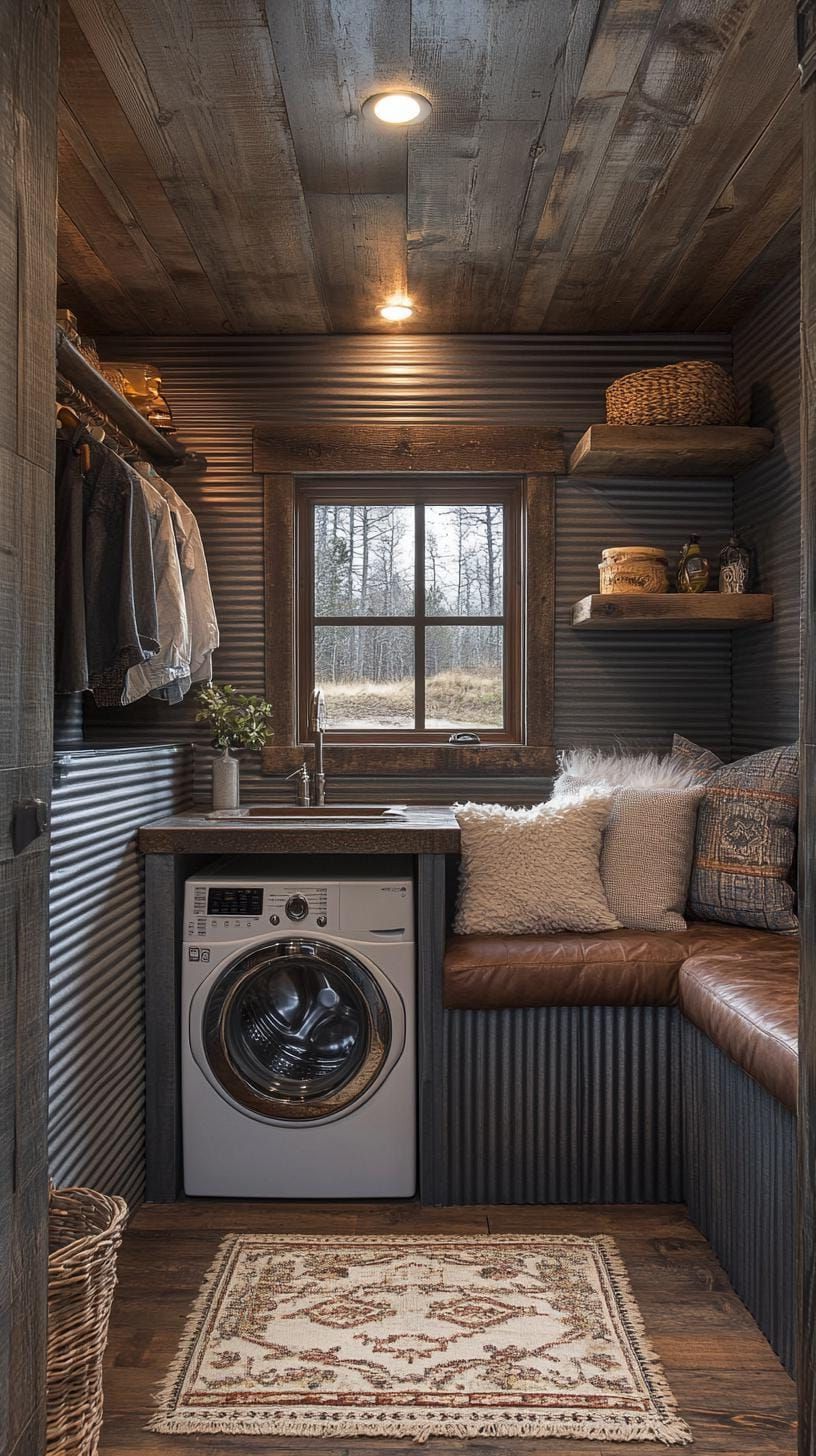 11. Laundry Room With Corrugated Metal Walls - photo 3