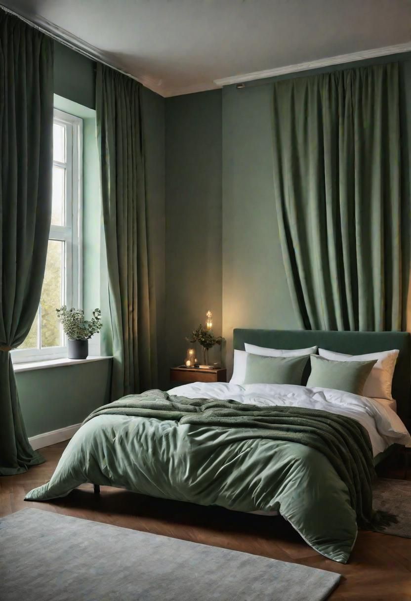13. Sage Green Curtains For Better Sleep