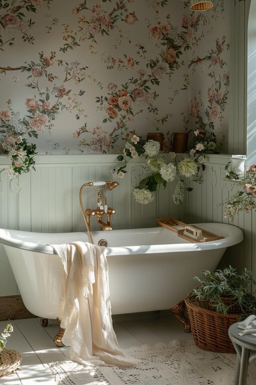 10. Cottage Bathrooms With Floral Charm