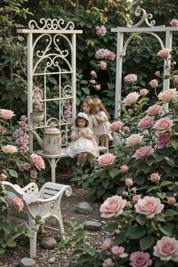 1. Charming Children Figurines Among the Flowers