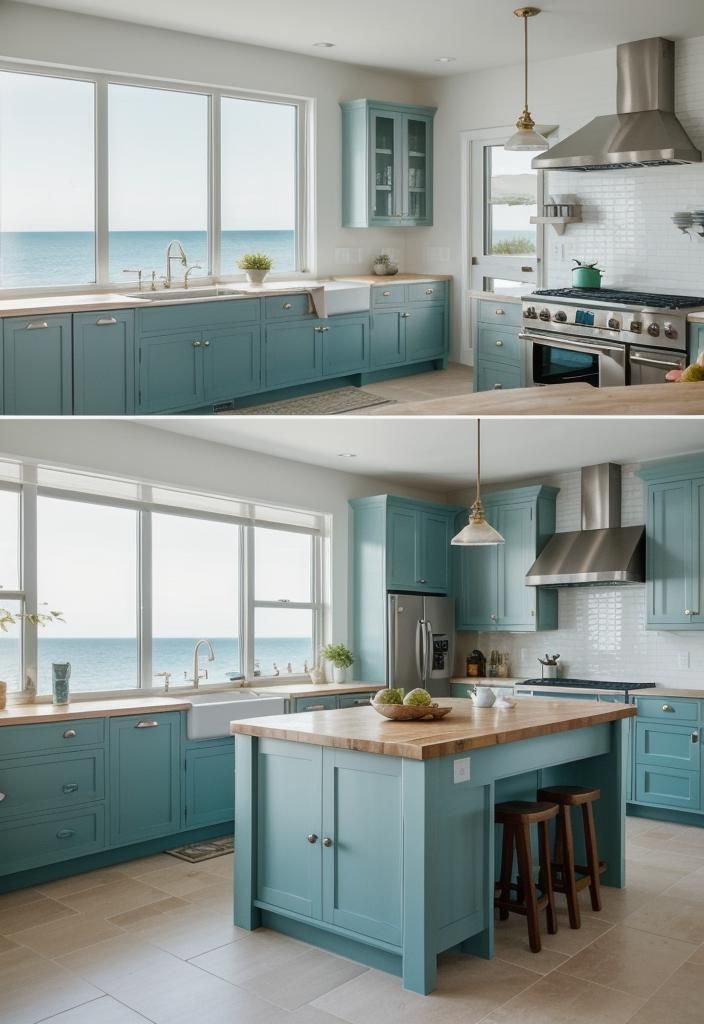 8. Coastal-Themed Kitchen Island Design