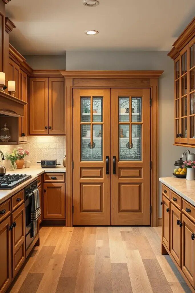 Wood-Framed Pantry Doors With Vintage Glass - photo 2