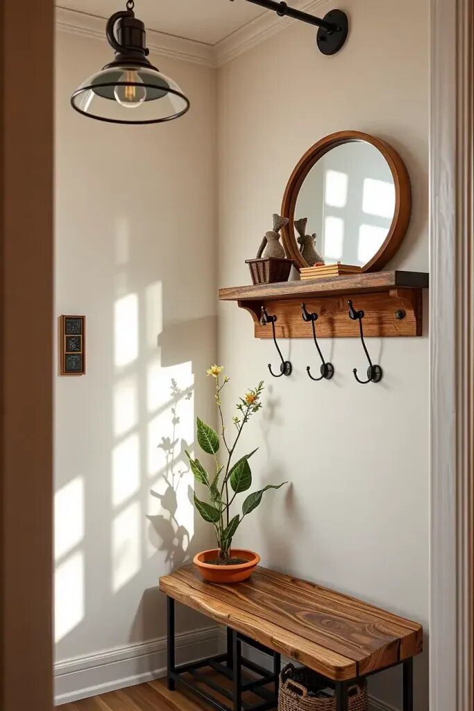 Rustic Touches for a Small Entryway