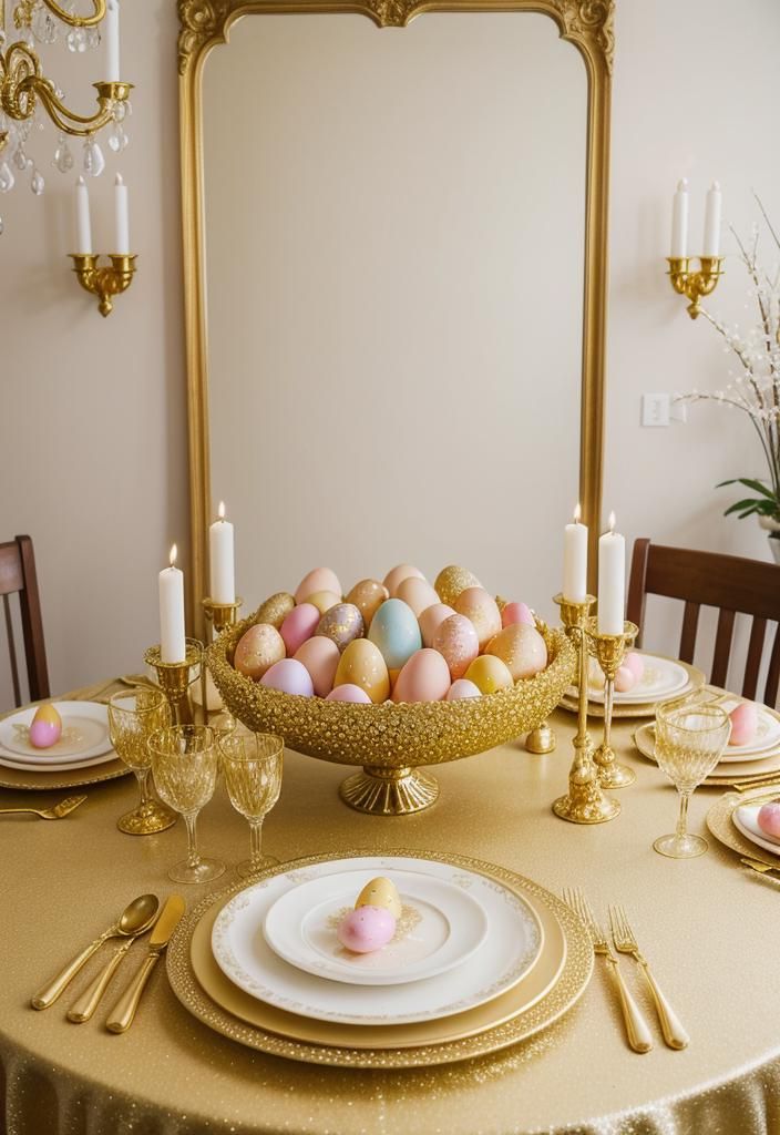 10. Glamorous Golden Easter Table Ideas - photo 2