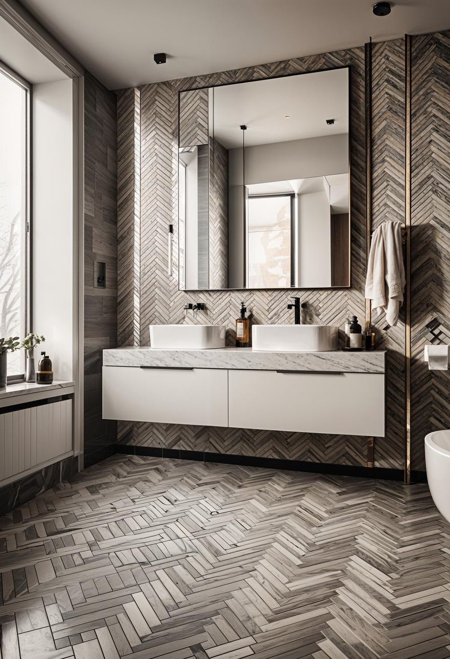 16. Herringbone Tile for a Luxe Layout