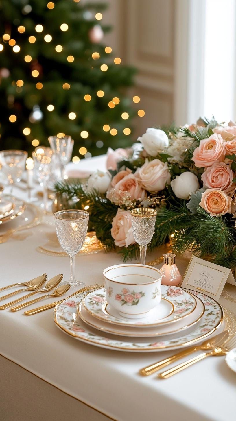 20. Gold and Cream Table with a Statement Centerpiece - photo 3