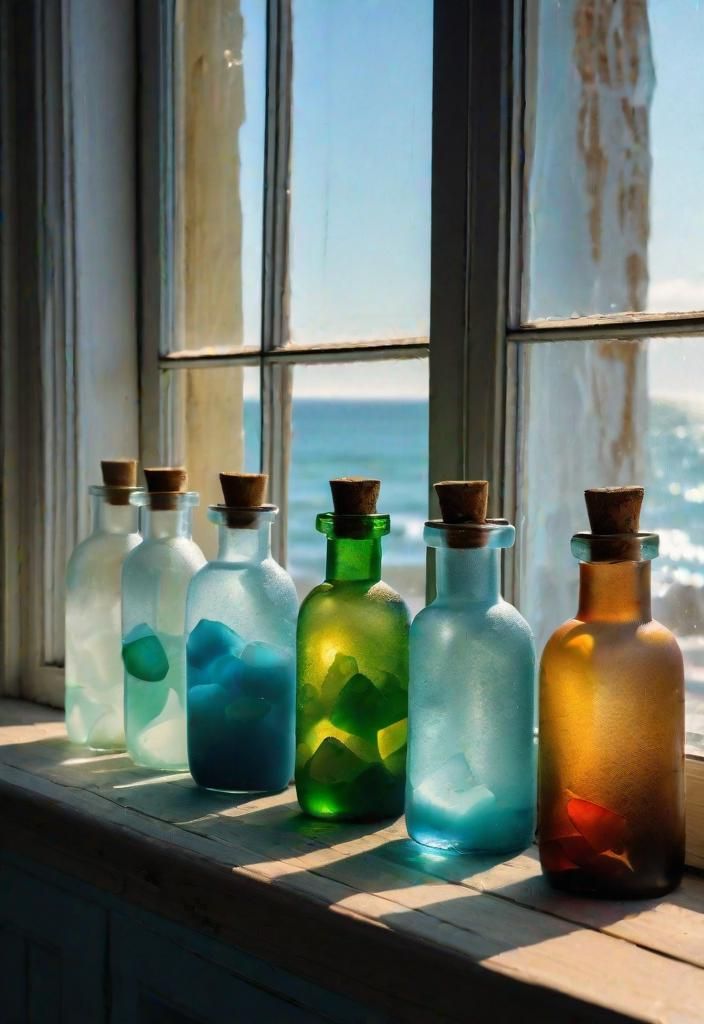 28. Window Displays with Sea Glass Bottles
