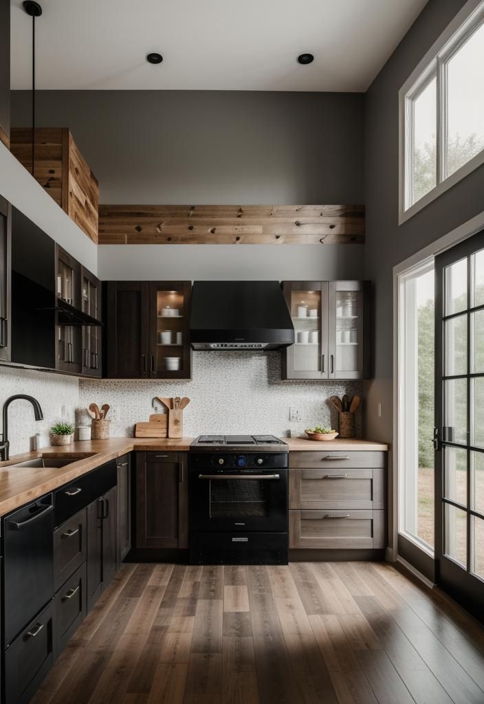 1. Chic Two-Tone Farmhouse Cabinets
