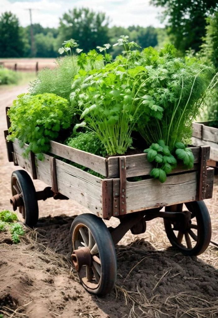 13. Wagon Herb Garden Planter Idea