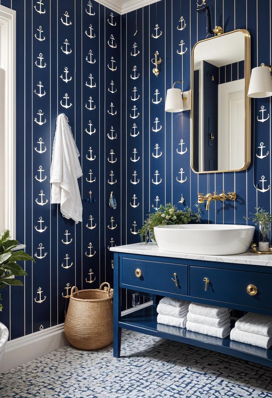 3. Nautical Bathroom Wallpaper Themes