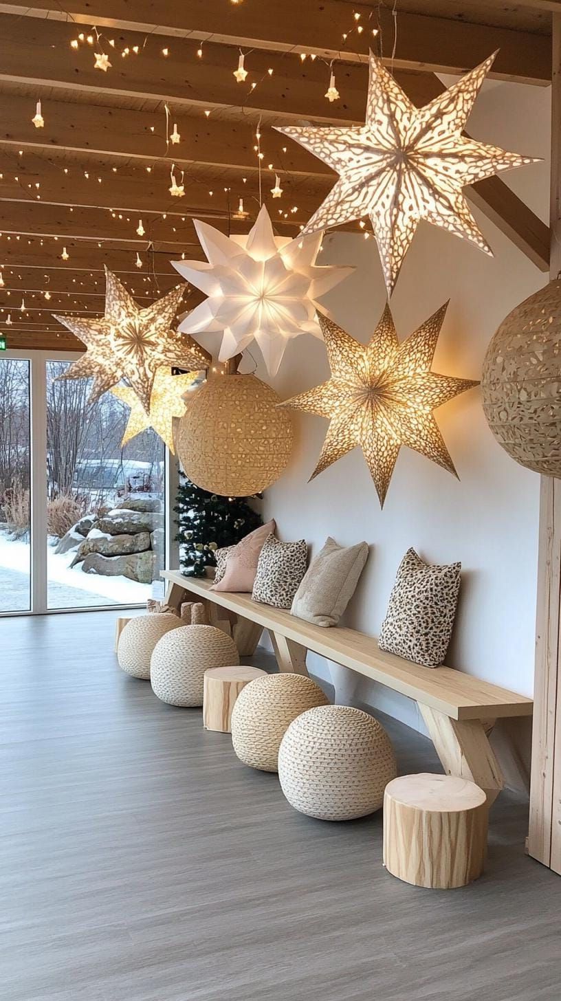 13. DIY Festive Paper Star Lanterns