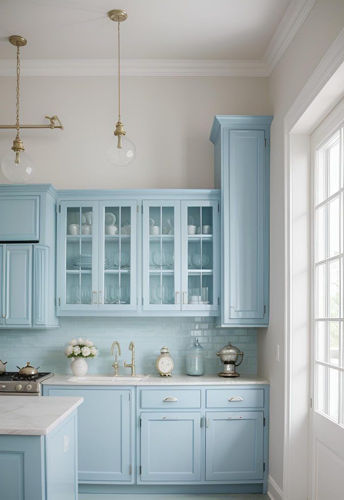3. Vintage-Inspired Blue Cabinet Style