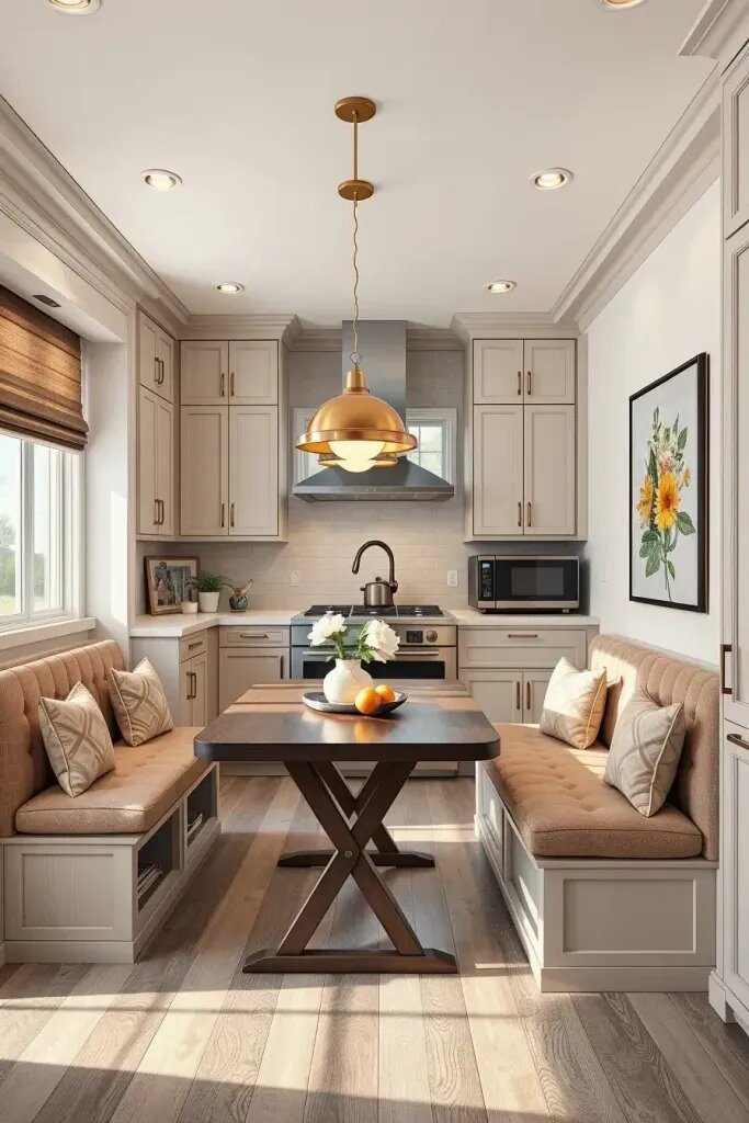 Built-In Seating for Simple Kitchen Layouts