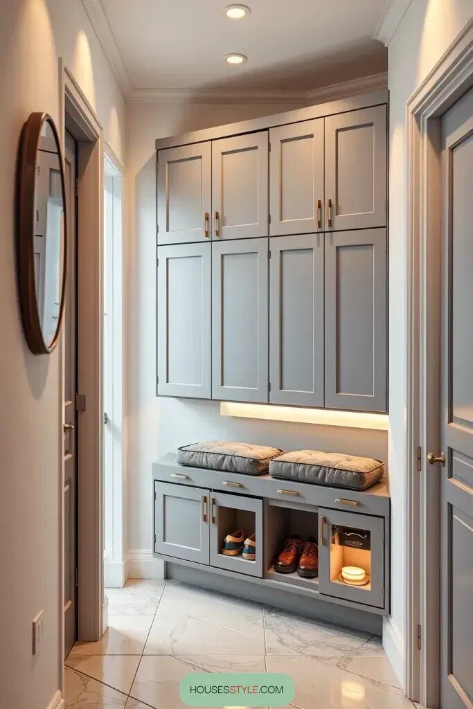 Hidden Shoe Cabinets For Modern Hallways
